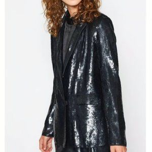 NWT Joie Diandra Black Sequin Blazer Size 6